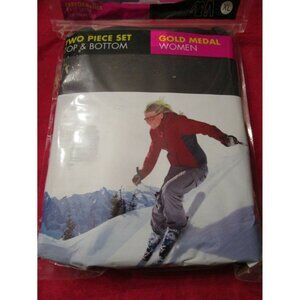 Women's Thermal Set Top Bottom Long Underwear Base Layer Polyester Black XL